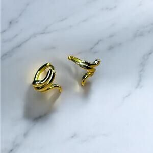 14k over 925 Sterling Silver Huggie Hoop Snake Earrings New